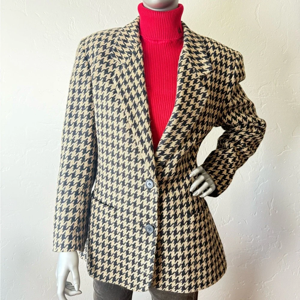 Liz Claiborne Vintage 80’s 90’s oversized‎ Houndstooth Blazer w/ shoulder pads